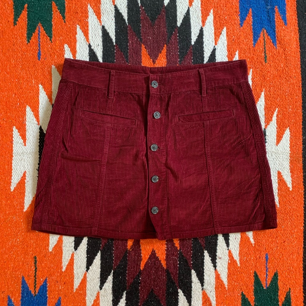 American Eagle Wine Red Corduroy Skirt